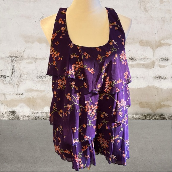 Apt. 9 Purple Floral Tank Top Size Large - Picture 1 of 5